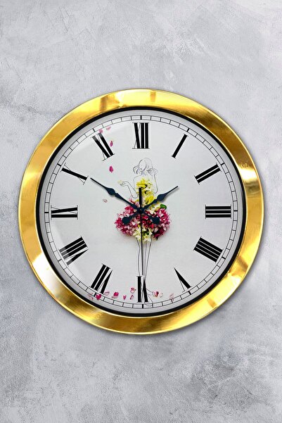 Platin Saat هدية ساعة حائط راقصة الباليه معدنية ذهبية مقاس 36 سم