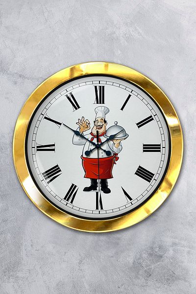 Platin Saat Ceas de perete de bucătărie din metal auriu de 36 cm