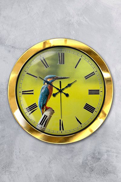 Kasva Concept Gift 36 cm Gold Metal Bird Wall Clock