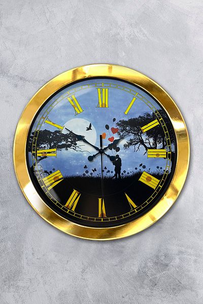 Kasva Concept Gift 36 cm Gold Metal Love Wall Clock