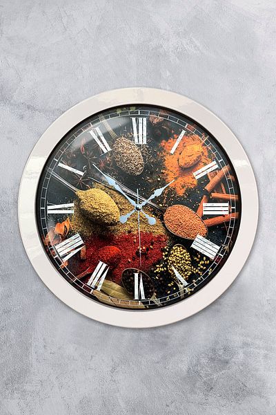 Kasva Concept Δώρο 36 εκ. Λευκό Μεταλλικό Ρολόι Κουζίνας Τοίχου