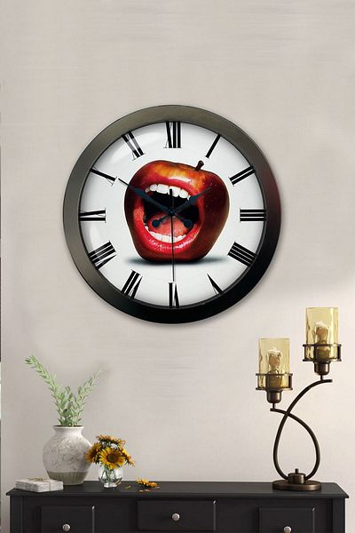 Kasva Concept Gift 36 cm Black Metal Mouth Wall Clock