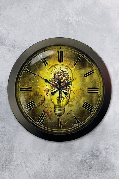 Kasva Concept Gift 36 cm Black Metal Bulb Wall Clock