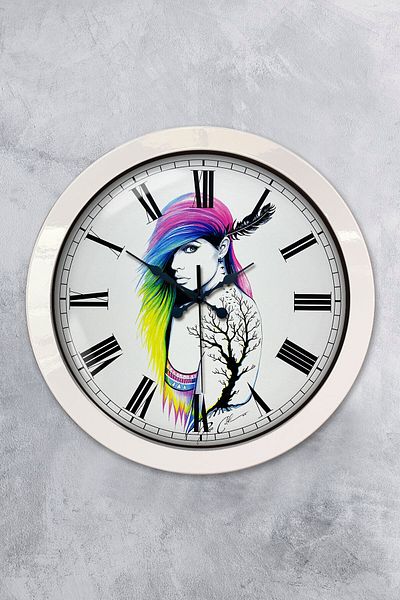 Kasva Concept Gift 36 cm White Metal Character Wall Clock