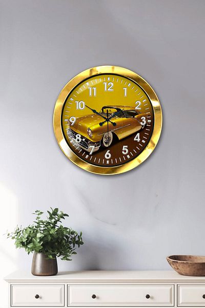 Kasva Concept Ρολόι τοίχου γκαλερί αυτοκινήτου 36 εκ. Χρυσό Μεταλλικό