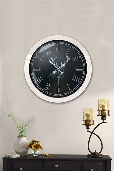 Kasva Concept Gift 36 cm White Metal Animals Wall Clock
