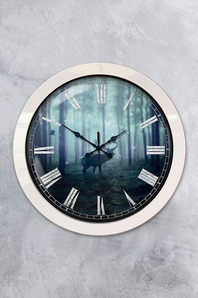 Kasva Concept Gift 36 cm White Metal Animals Wall Clock