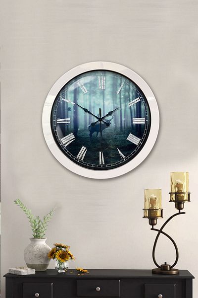 Kasva Concept Gift 36 cm White Metal Animals Wall Clock