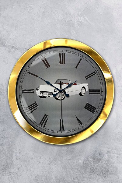 Platin Saat Δώρο 36 εκ. Χρυσό Μεταλλικό Ρολόι Τοίχου Αυτοκινήτου