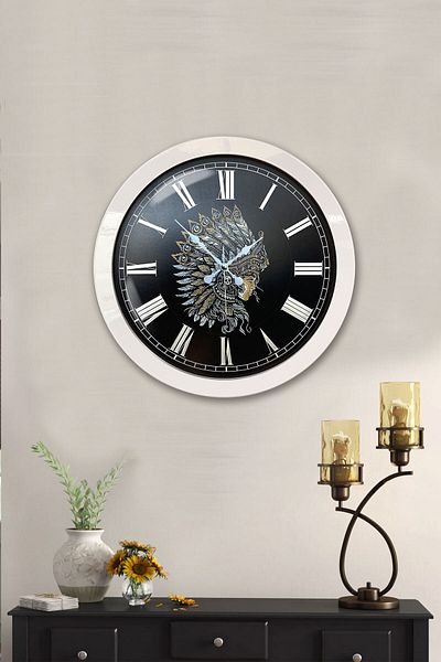 Kasva Concept Gift 36 cm White Metal Native American Wall Clock