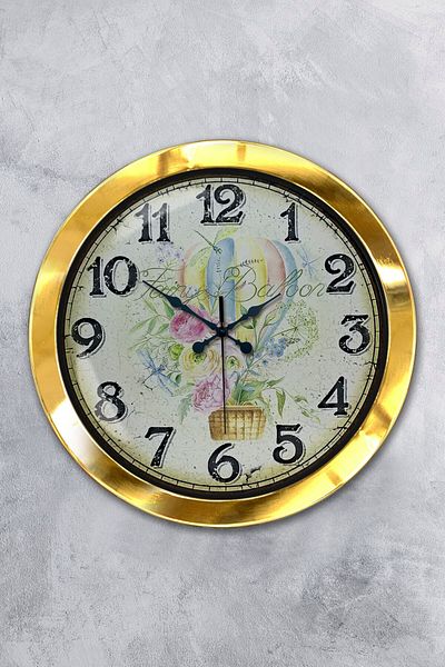 Kasva Concept Gift 36 cm Gold Metal Balloon Wall Clock