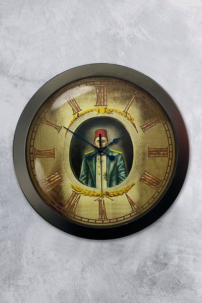 Kasva Concept 36 cm Black Metal Abdulhamid Khan Wall Clock