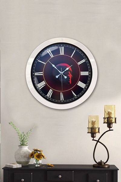 Kasva Concept Gift 36 cm White Metal Skull Wall Clock
