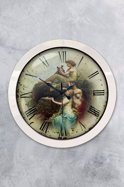 Kasva Concept 36 cm White Metal Woman Figure Wall Clock