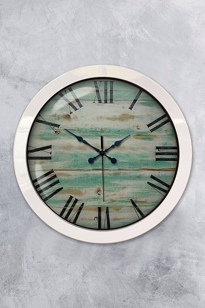 Kasva Concept 36 cm White Metal Antique Roman Wall Clock