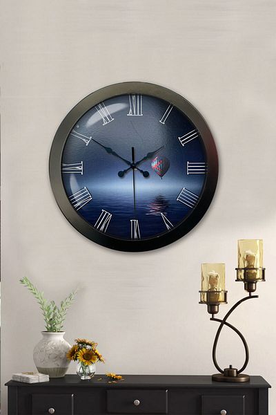Kasva Concept Gift 36 cm Black Metal Cappadocia Wall Clock