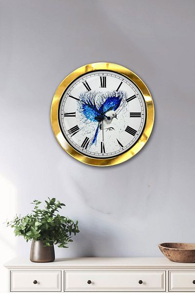 Kasva Concept Gift 36 cm Gold Metal Bird Wall Clock