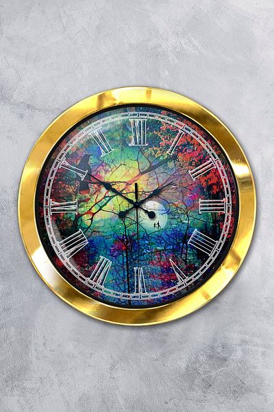 Kasva Concept Gift 36 cm Gold Metal Pattern Wall Clock
