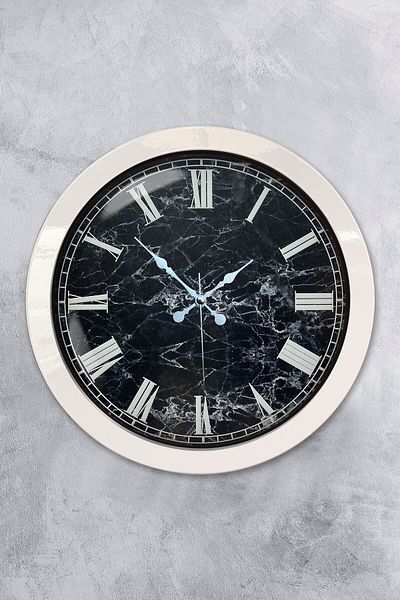 Kasva Concept Ρολόι τοίχου με μοτίβο από λευκό μεταλλικό μάρμαρο 36 cm
