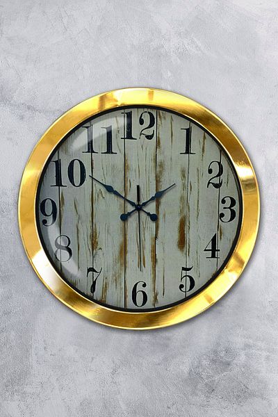 Kasva Concept Gift 36 cm Gold Metal Asal Number Wall Clock