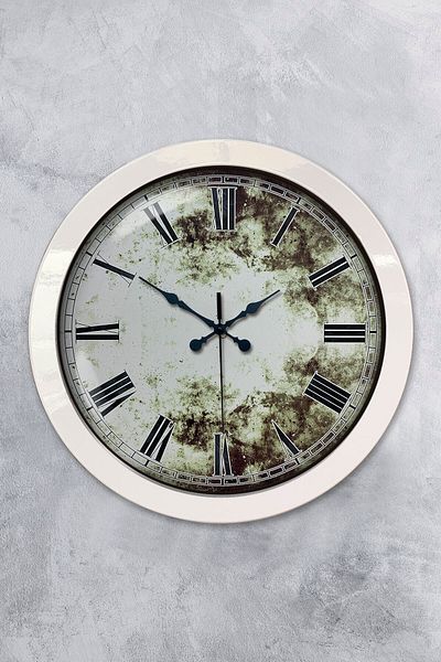 Kasva Concept 36 cm White Metal Antique Roman Wall Clock