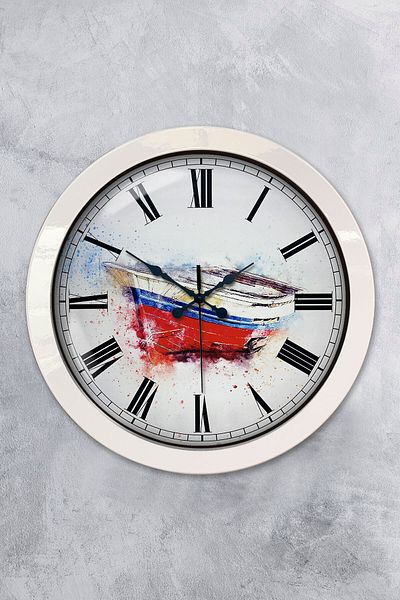 Kasva Concept Gift 36 cm White Metal Boat Wall Clock