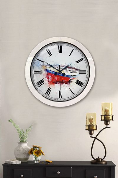 Kasva Concept Gift 36 cm White Metal Boat Wall Clock