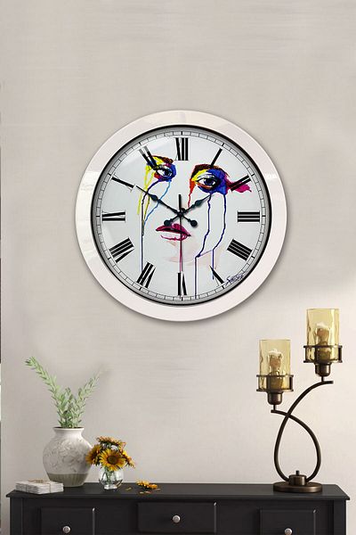 Kasva Concept Gift 36 cm White Metal Character Wall Clock