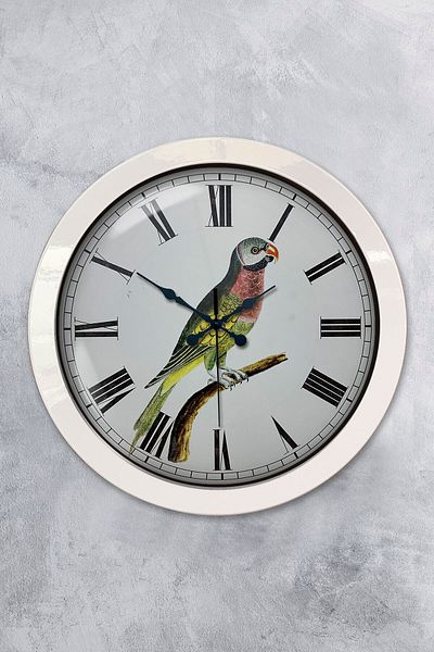Kasva Concept Gift 36 cm White Metal Bird Wall Clock