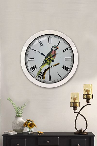 Kasva Concept Gift 36 cm White Metal Bird Wall Clock