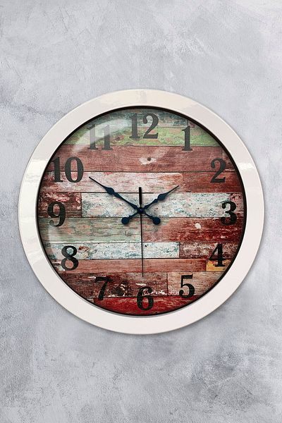 Kasva Concept Gift 36 cm White Metal Log Wall Clock