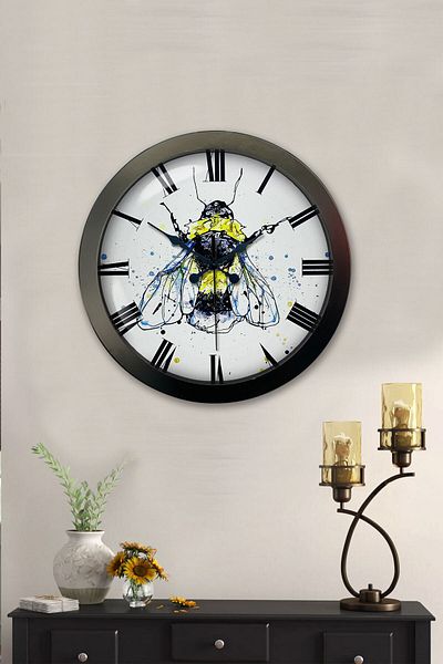 Kasva Concept Gift 36 cm Black Metal Bee Wall Clock