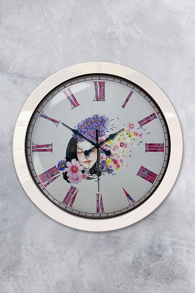 Kasva Concept Gift 36 cm White Metal Beauty Wall Clock