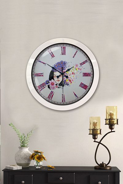 Kasva Concept Gift 36 cm White Metal Beauty Wall Clock