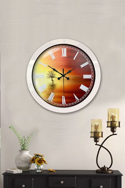 Kasva Concept 36 cm White Metal Sunset Wall Clock