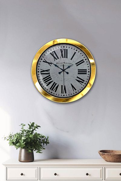 Kasva Concept Δώρο 36 εκ. Χρυσό Μεταλλικό Ρολόι Τοίχου Μόδας 2021
