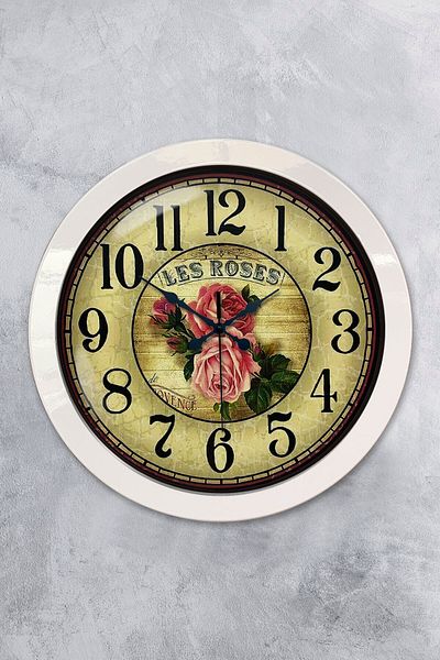 Kasva Concept Gift 36 cm White Metal Rose Wall Clock