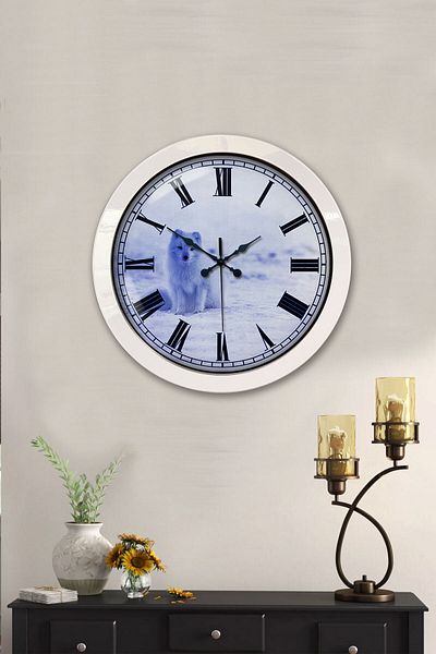 Kasva Concept Gift 36 cm White Metal Animal Wall Clock