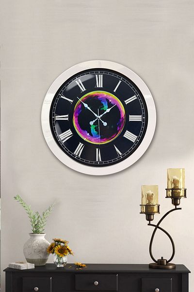 Kasva Concept Gift 36 cm White Metal Galaxy Wall Clock