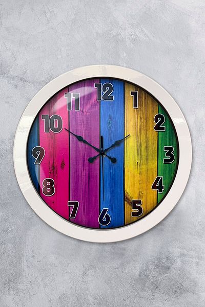 Kasva Concept Gift 36 cm White Metal Rainbow Wall Clock