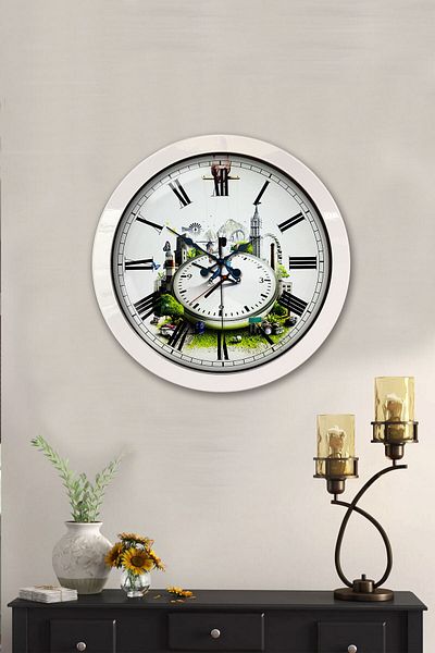 Kasva Concept Gift 36 cm White Metal Decorative Wall Clock
