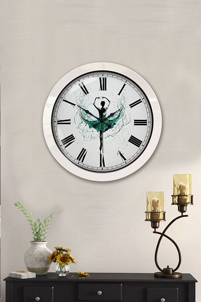Kasva Concept Gift 36 cm White Metal Dance Wall Clock
