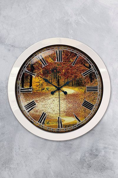 Kasva Concept 36 cm White Metal Natural Life Wall Clock