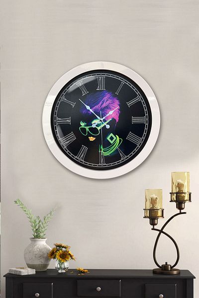 Kasva Concept Gift 36 cm White Metal Disco Wall Clock