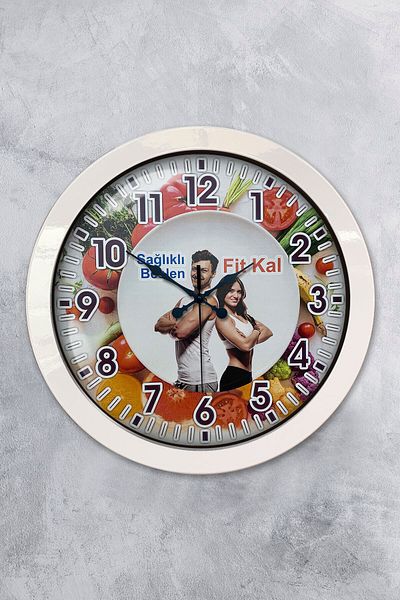 Kasva Concept Gift 36 cm White Metal Dietician Wall Clock