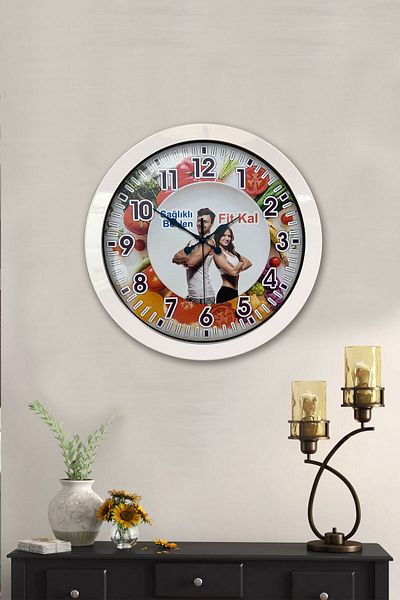 Kasva Concept Gift 36 cm White Metal Dietician Wall Clock