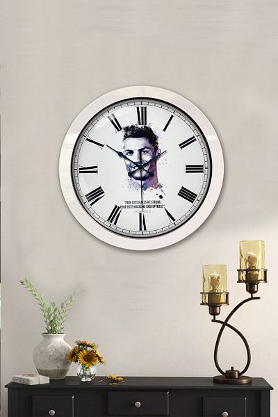 Kasva Concept Gift 36 cm White Metal Cristiano Ronaldo Wall Clock