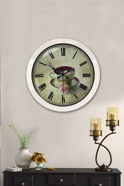 Kasva Concept Gift 36 cm White Metal Cafe Wall Clock