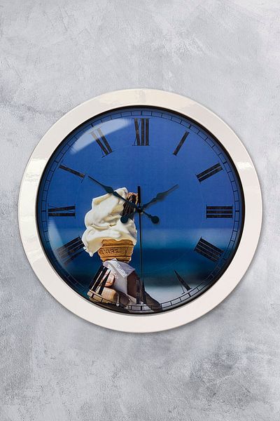Kasva Concept Gift 36 cm White Metal Ice Cream Wall Clock