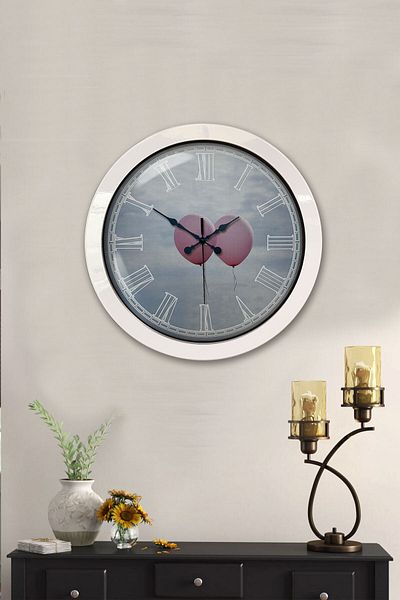 Kasva Concept Gift 36 Cm White Metal Love Wall Clock